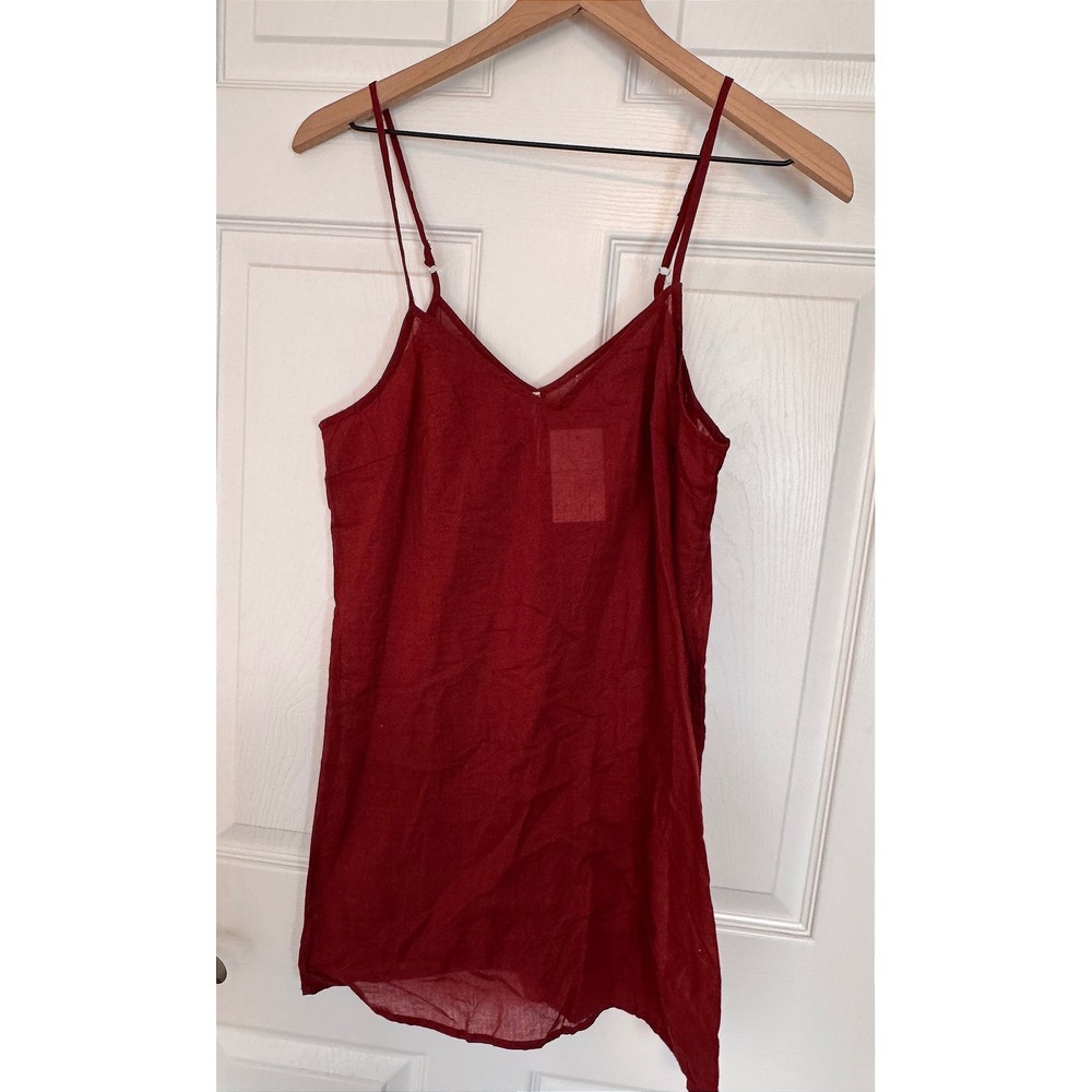 Free People Cami Top XS Red Boho Minimalist V-Neck Adjustable Straps